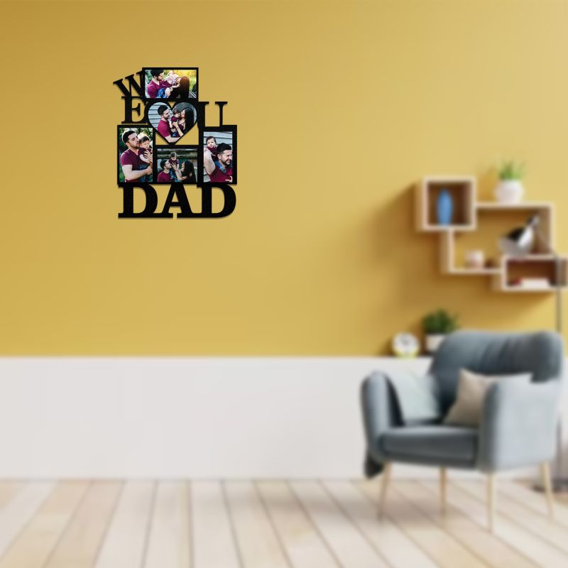 We Love You Dad cutout Wooden Photo Frame Customized With Photos Fathers Day Gift For Dad, Surprise, Birthday Gift For Dad, Memorable Gift For Dad